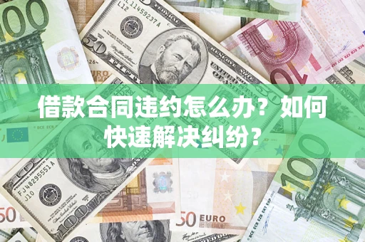 武汉借款合同违约怎么办？如何快速解决纠纷？