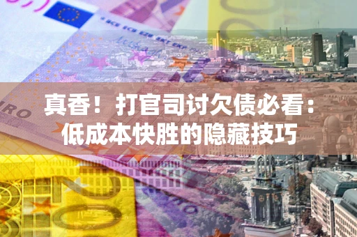 武汉真香！打官司讨欠债必看：低成本快胜的隐藏技巧